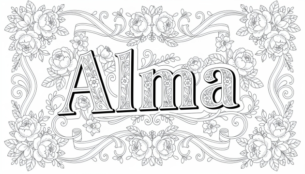 Alma Coloring Page - Free Printable Name Template