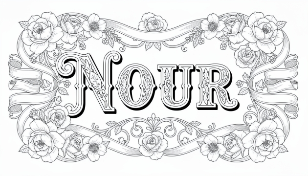 Nour Boyama Sayfası - Ücretsiz İsim Şablonu