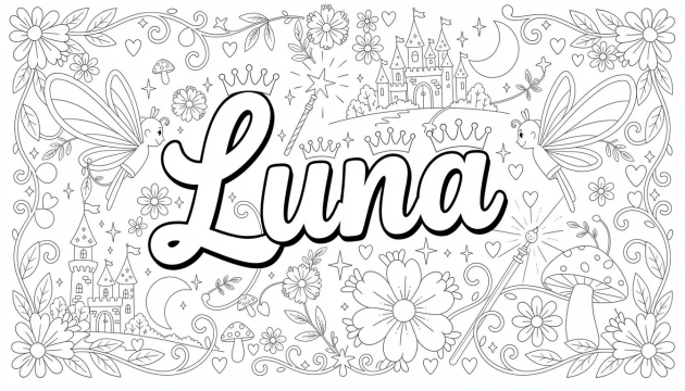 Luna Coloring Page - Free Printable Name Template