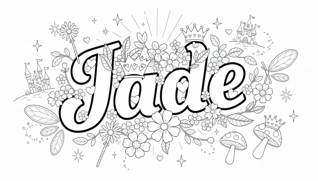 Jade Coloring Page - Free Printable Name Template