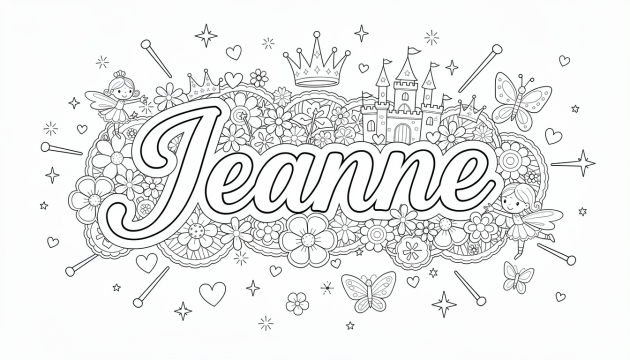 Jeanne Coloring Page - Free Printable Name Template