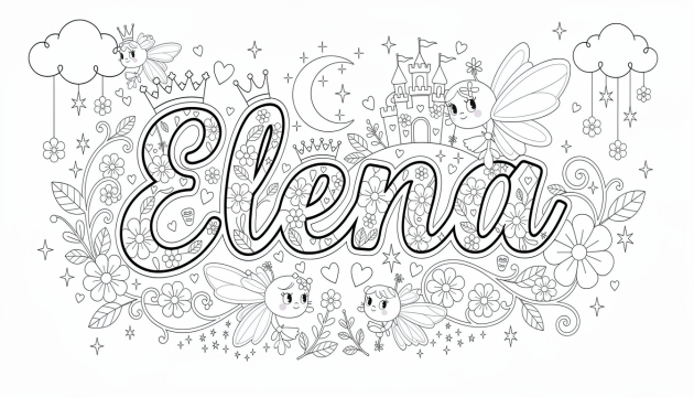 Elena Coloring Page - Free Printable Name Template