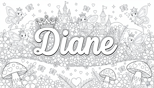 Diane Coloring Page - Free Printable Name Template