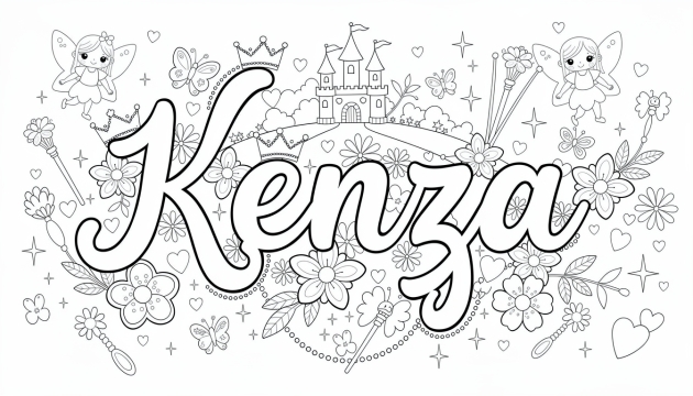Kenza Coloring Page - Free Printable Name Template