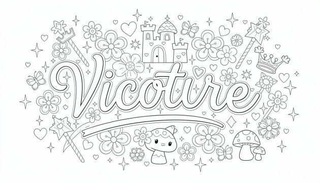 Victoire Coloring Page - Free Printable Name Template