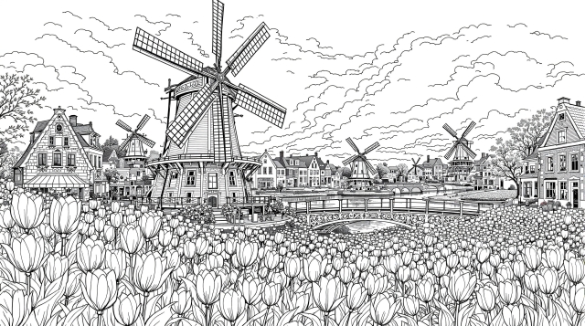 アムステルダムの魅力のぬりえ