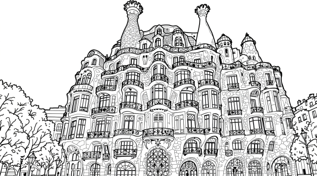 都市風景のぬりえ