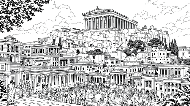 古代アテネのぬりえ