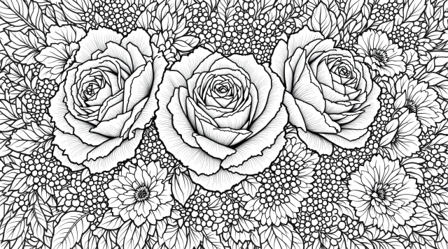 フラワーガーデンのぬりえ