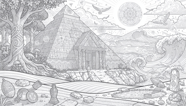 古代文明のぬりえ