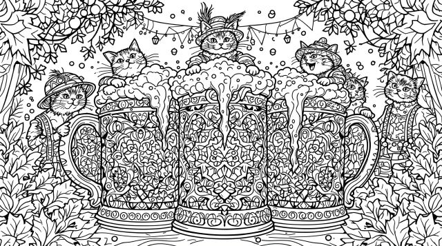 夏祭り・夏フェスのぬりえ