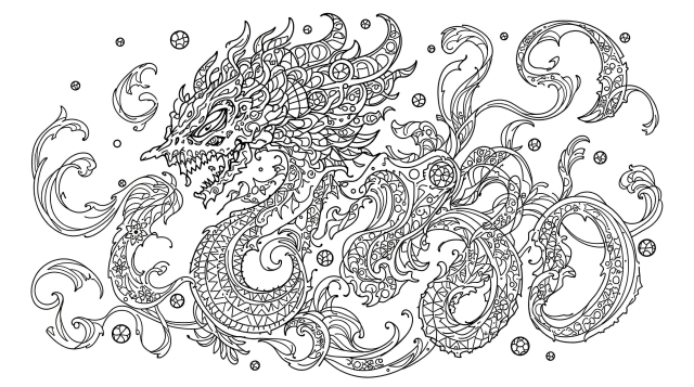 幻想的なゴースト系オリジナルポケモン風クリーチャーの大人の塗り絵