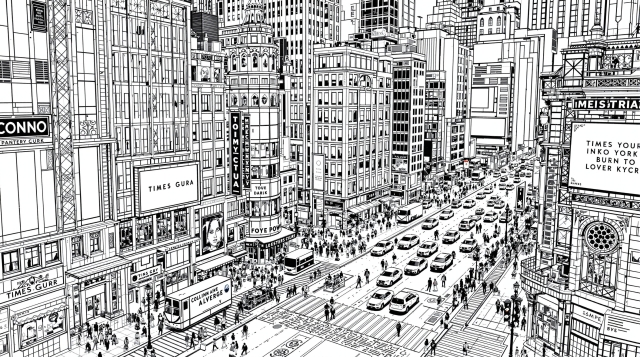 ニューヨークのぬりえ