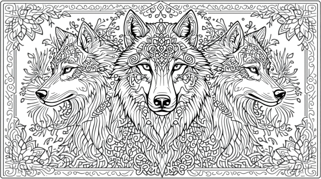 En underbar vinter-mandala färgläggningssida med snöflingor och geometriska mönster.