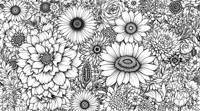 野生の花のぬりえ