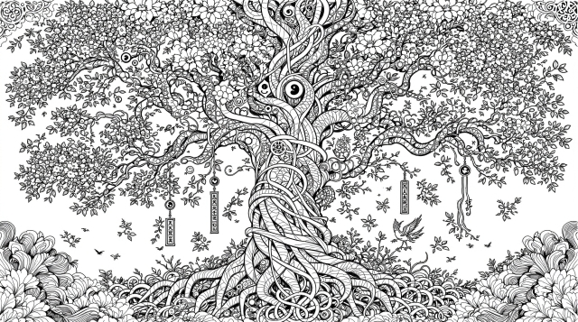 生命の樹のぬりえ