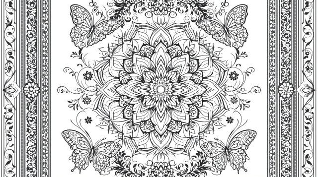 フローラルマンダラのぬりえ